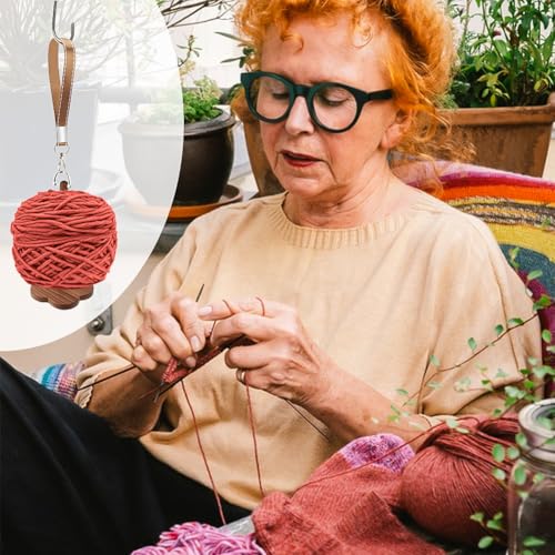 Image of Yarn Holder, Portable Wrist Yarn Ball Minder Stand with Wristband and Crossbody Strap, Wooden Yarn Storage Organizer Yarn Spinner Knitting Supplies Prevent Yarn Tangling for Craft Lover
