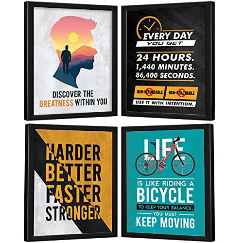 Image of Chaka Chaundh - Motivational Quotes frames - Framed posters - Wall frames for OFFICE, STUDENT & ENTREPRENEUR - Photos with quotes - Posters with frame (14 X 11 Inches) -Set of 4 (Aqua - Yellow - Black)