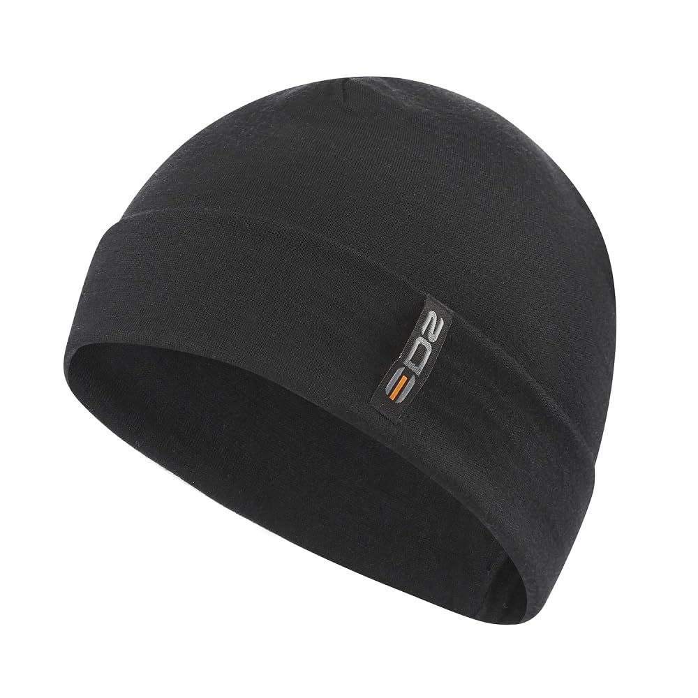 Edz Unisex Black Merino Wool 200G Beanie Hat