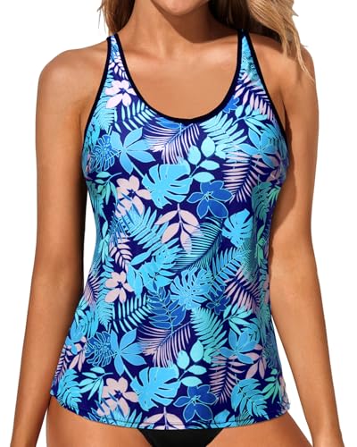 Image of Yonique Womens Tankini Top Only Athletic Swim Top Modest Tankini Swimsuit No Bottom
