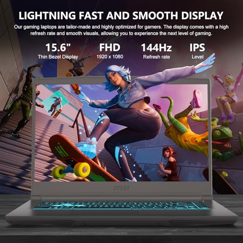Image of msi Thin 15 Core i7 Gaming Laptop, GeForce RTX 4050, Intel Core i7-13620H, 15.6 inch 144Hz FHD IPS-Level, 64GB RAM, 4TB SSD, HDMI, Blue Backlit Keyboard, HD Webcam, Wi-Fi 6E, Windows 11 Home, w /Bundle