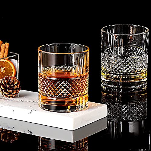 Image of Premium Crystal Old Fashioned Whiskey Glasses, 310 ml Transparent Tumblers, Perfect for Scotch, Bourbon, Wine, Cocktails, Gift for Whisky Lovers Set of 6 (Bent .$., 6)