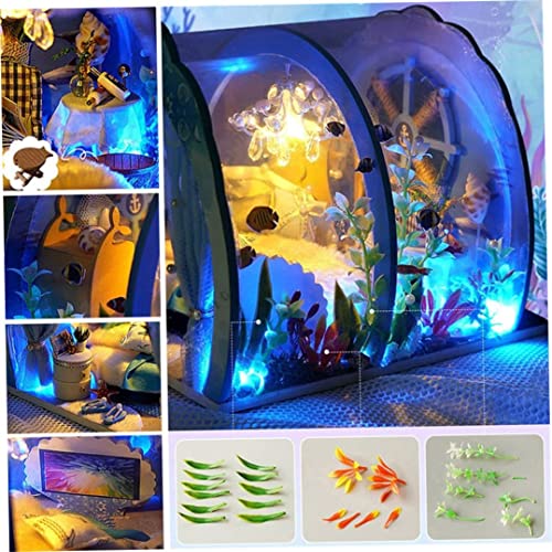 SunaOmni Ocean Tunnel Dollhouse mit Möbeln LED Light Kit DIY Miniatur Holzpuppen Haus romantische Kunst Handwerk Kid… – Bild 7