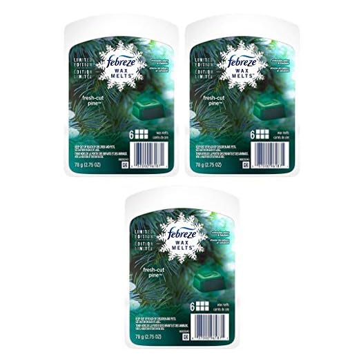 Febreze Wax Melts Air Freshener-Holiday Collection 2017-Fresh-Cut Pine-Net Wt. 2.75 OZ (78 g) Per Pack of 3 Packages, Green