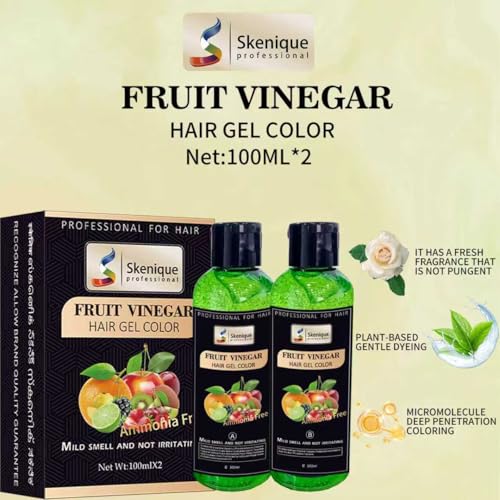 Image of Fruit Vinegar Hair Gel Color 200 ML for Men, Women Natural Hair Color Dye for Black Hair Dye (100ml x 2) - Black