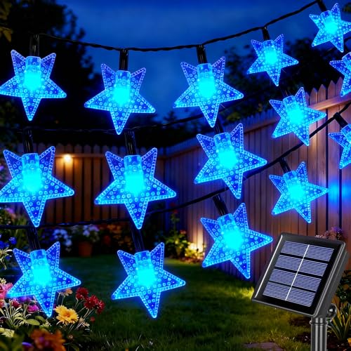 Qoosea Guirlande Lumineuse Extérieure Solaire, 7m 50LED Étoile Guirlande Solaire Exterieur, 8 Modes Lumière Noel Étanche Etoile Decoration Noël pour...