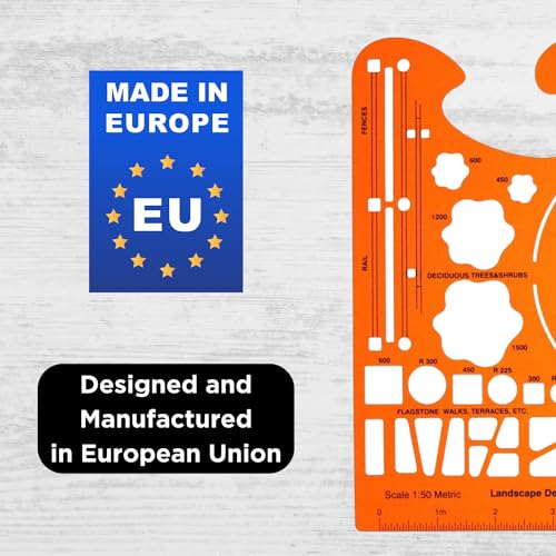 Schablone Gartenplanung - 1:50 Gartenplanung Schablone - Technisches Zeichnen Architekt Zeichenschablone - Garten Landschaft Architektur Zeichenschablone