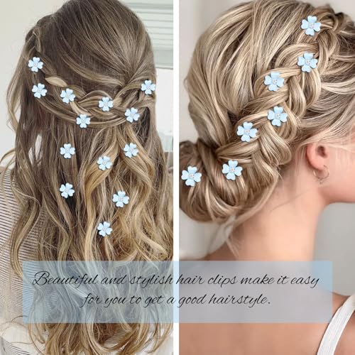 YISSION 40 Piezas Mini Clips de Cabello Flor Azul miniatura 2