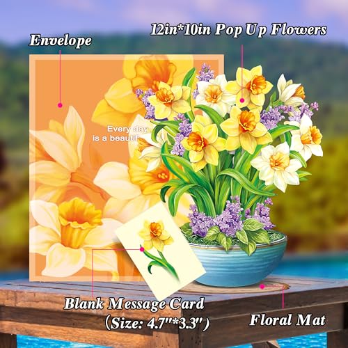 Airpark Pop Up Birthday Cards for Women Paper Flowers Bouquet Card for Mom - image 5