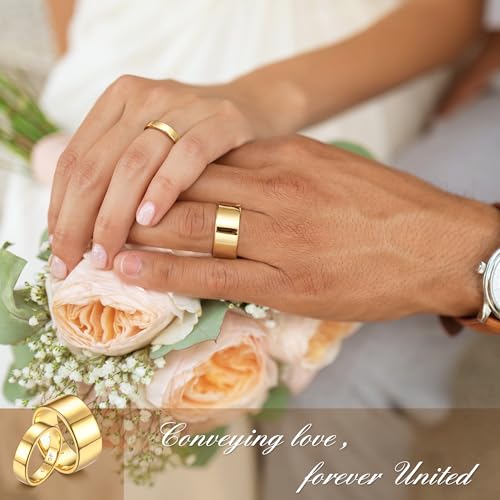 Florideco 12Mm 14K Gold Filled Ring Gold Band Thick Pinky Thumb Ring Gold Stacking Stackable Wedding Band Ring For Women Men Non Tarnish Size 9 thumb #5
