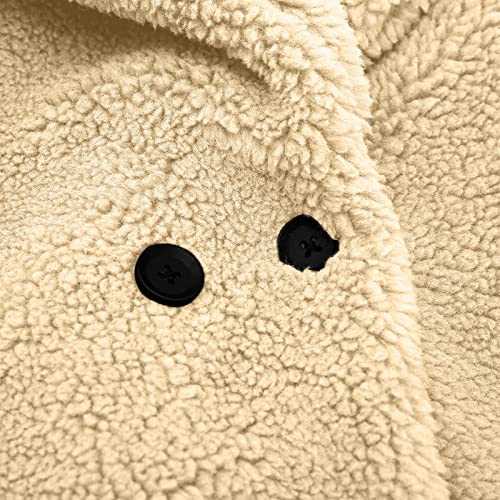 Kids Fleece Jacket Winter Sherpa Fuzzy Lapel Collar Fall Coats for Girls Toddler Trench Coat Warm Christmas Clothes4