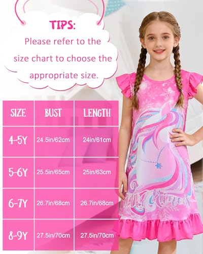 Image of Sylfairy Girls Nightgowns, Unicorn Nightgown Princess Pajama Dresses for Girls Sleepwear Nightie