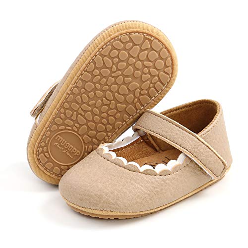 SOFMUO Baby Girls Boys Sparkly Floral Sandals Premium Soft Anti-Slip Rubber Sole Infant Summer Outdoor Shoes Toddler First Walkers(A01/Khaki,6-12 Months)