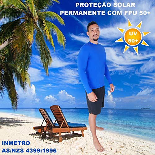 Camisa Proteção Solar Verão Uv 50+ Masculina Praia Piscina Lazer Esportes (M/40, Azul)