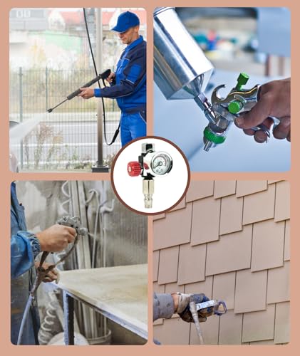 Image of Air Spray Gun, Air Pressure Gauge, Precision Tool for Automotive Repair and Painting