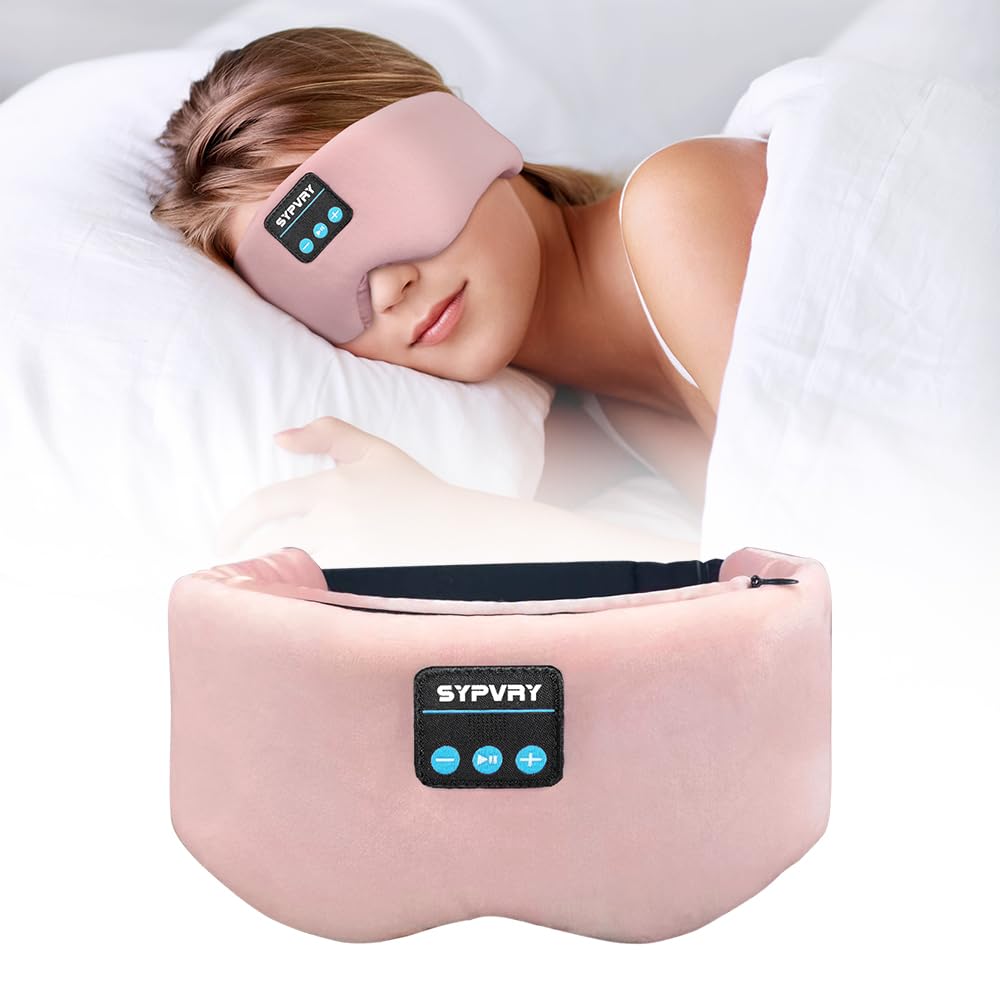 Bluetooth Sleep Mask Wireless Headphones Bluetooth Eye Mask for Side Sleepers SYPVRY Blackout Eye Mask with Headphones Speaker for Airplane,Travel,