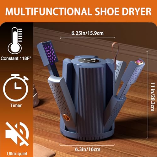 Secador de zapatos portátil con 4 salidas y temporizador miniatura 3