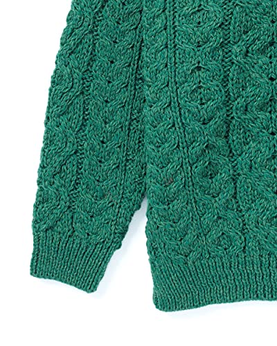Image of Aran Woollen Mills Ireland Childrens Trellis Crewneck Sweater 100% Merino Wool (as1, Alpha, x s, Standard, Green)