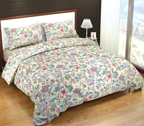 Image of Trance Home Linen 100% Cotton Printed Zippered ONLY Duvet Cover /Blanket Cover /Quilt Cover | Comforter Cover /Razai Cover | King Size with (102 x 110 Inch | Malhaar Red)