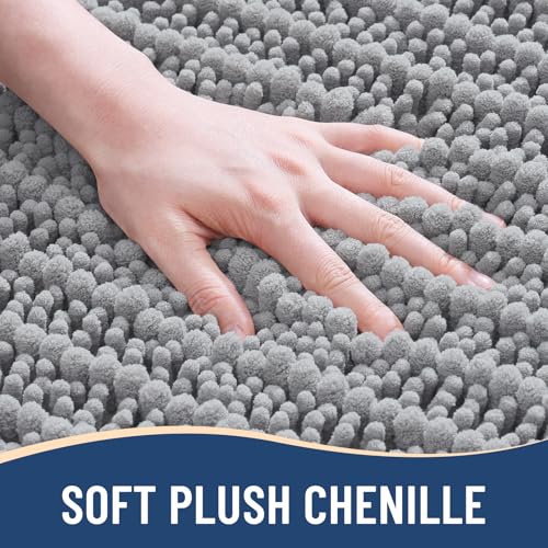 Image of Arotive Luxury Large Bathroom Rugs 47x32, Extra Soft Thick Absorbent Shaggy Chenille Bath Rugs, Machine Wash Dry, Bath Mats for Bathroom Floor, Tub and Shower, Home Decor Accessories, Light Grey