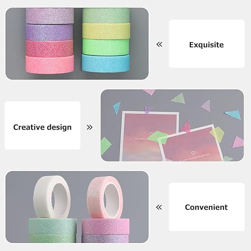 Miniatura 6 de LOGOFUN 12 Rolls Glitter Washi Tape Set Colorful Masking Tape DIY Craft Art Scrapbook Tape 15mm