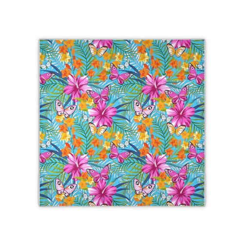 susiyo 35" Square Silk Scarf Exotic Flowers Butterflies Silk Like Head Scarf Lightweight Bandana Sleeping Hair Wrapping for Women2