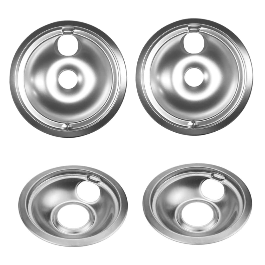 Peosaard Stovetop Drip Pan Chrome Oil Drip Pans Stove Drip Bowl Replacement Compatible With Electric Stove 4 Pcs, Drip Tray