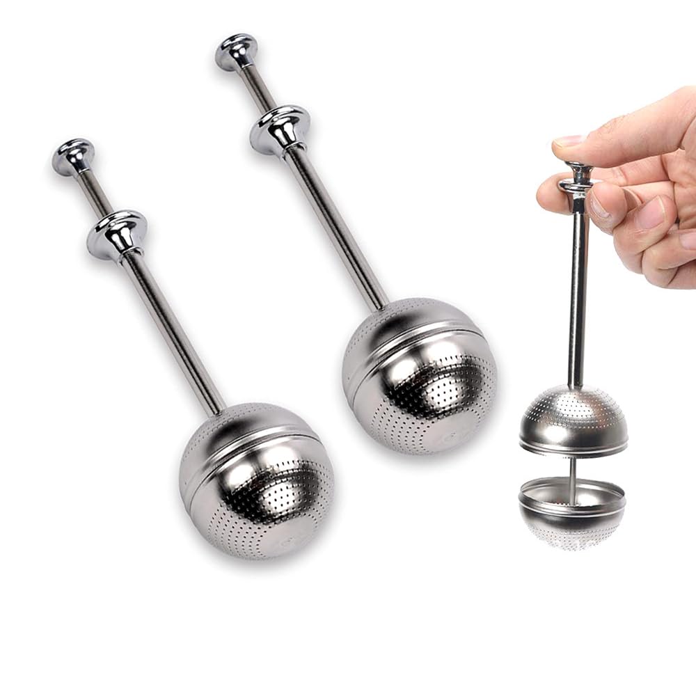 2 Piece Snap Ball Tea Strainer, Infusion Filter, Microporous Tea Strainer, Fine Mesh Tea Diffuser Filter for Loose Leaf Tea