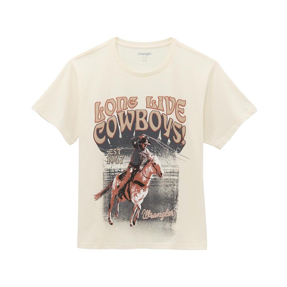 Wrangler T-shirt pour femme Egret Long Live Cowboys