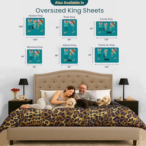 Image of SGI 108 inchx80 inch 4 Pc Short Alaskan King Sheet Set 600 TC 18 inch Leopard Print