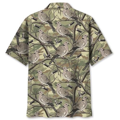 Camo Shirt Dove Hunting Hawaiian Shirt for Men – Lightweight Dove Bird Button Down Size S-5XL2