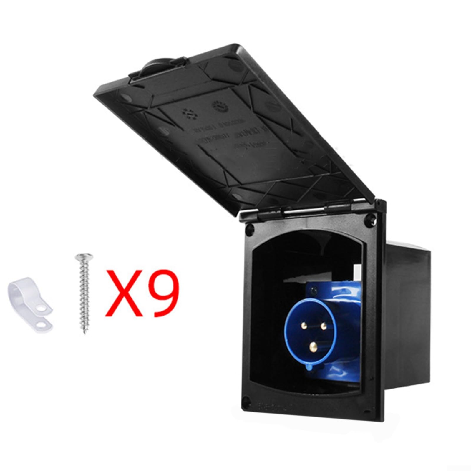 Enchufe de alimentación para caravana RV Camper IP44 impermeable caja de enchufe externo 220V-250V 16A toma de corriente con cubierta protectora para caravana, remolque, casa móvil, instalación al