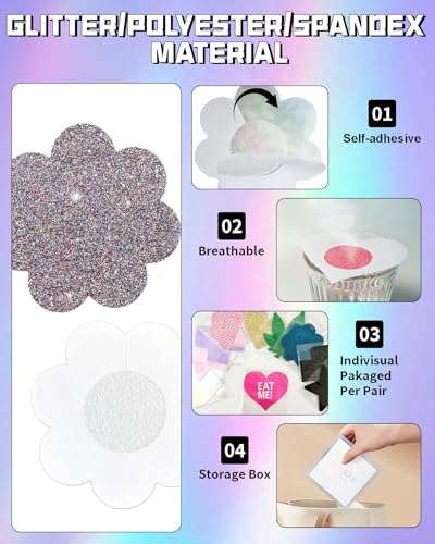 Image of CICKEE Pasties Rave Pack 27 Pairs Multicolor Nipple Covers Pasties Glitter Pasty