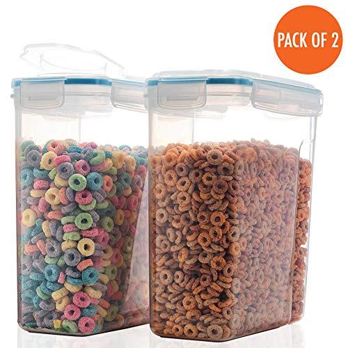 Set of 2 Cereal Container with Airtight Lid, 16.9 Cups 135 Oz Capacity