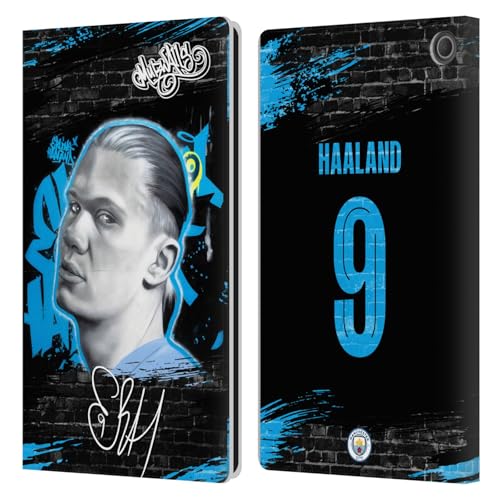 Head Case Designs Officially Licensed Manchester City Man City FC Erling Haaland Graffiti Collection by Murwalls Leather Book Wallet Case Cover Compatible with Amazon Fire Max 11 2023