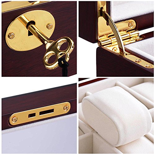 Yescom 24 Slots Wooden Watch Box Watch Display Case Organizer Glass Top Jewelry Pocket Collection Storage Large Walnut Wood #TOP3