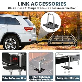 55"x34" Trailer Hitch Cargo Carrier, 1000LBS Hitch Cargo Carrier with Ramp, Folding Aluminum Alloy Mobility Scooter Carrier, Wheelchair Carrier for Car with 2" Receiver & Reflective Strips for Truck