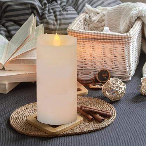 Image of 3x6 Flickering Flameless Candles Set of 1,6 inch Real Wax LED 600 Hours Battery Candles with Timer Remote,Control for Wedding Party Indoor,Ivory