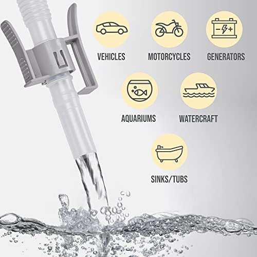 Image of Deway Fuel Transfer Pump WAYPUMP07, D Battery, Extra Long Hose, Gray, Large | Stop Lifting Heavy Cans, One Hand or Hands Free, Gas Can Pump, For Gasoline, Diesel & Water, For ATVs, Mowers & Generators