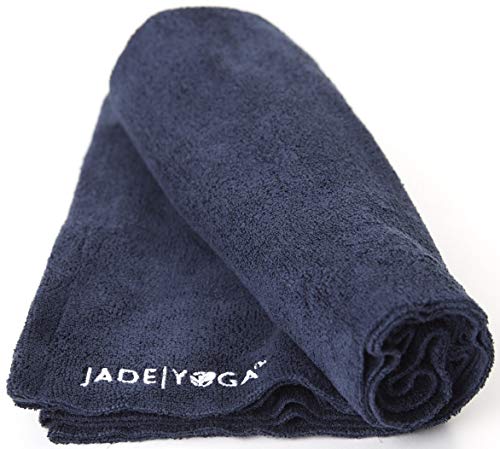 JadeYoga - Mat Towel- Sustainable Microfiber Yoga Hand Towel That Ensures Extraordinary Absorbance & Incredible Grip (14 Wide, 24â Long - Color: Midnight Blue)