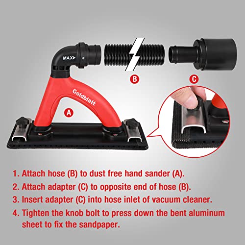 Goldblatt Dust Free Hand Sander, Dustless Drywall Vacuum Sander, with 6.5 ft Hose, Sanding Pad, Adapter by Goldblatt - Image 8