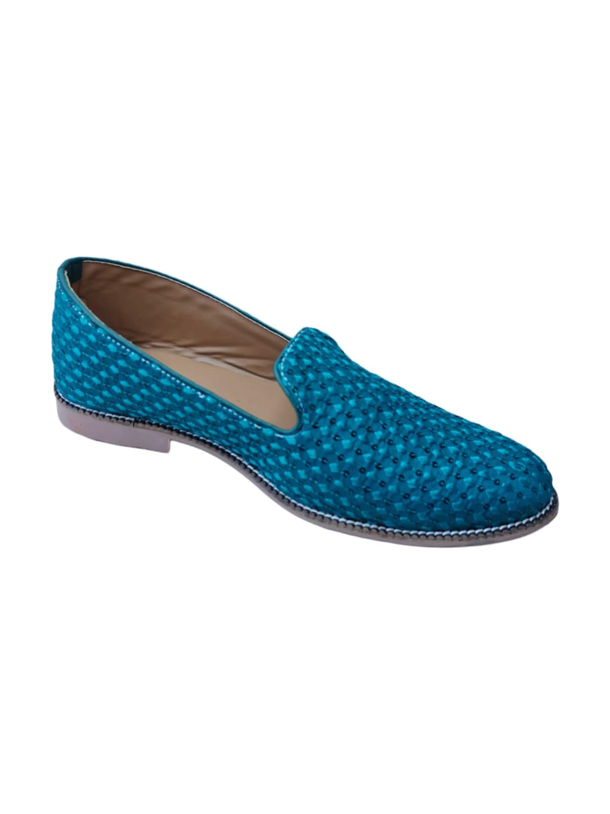 Aara Style Men's Ethnic Mojari Jutti, Peach, Sequin Embroidered Slip-On, Traditional Footwear for Wedding-picture-18