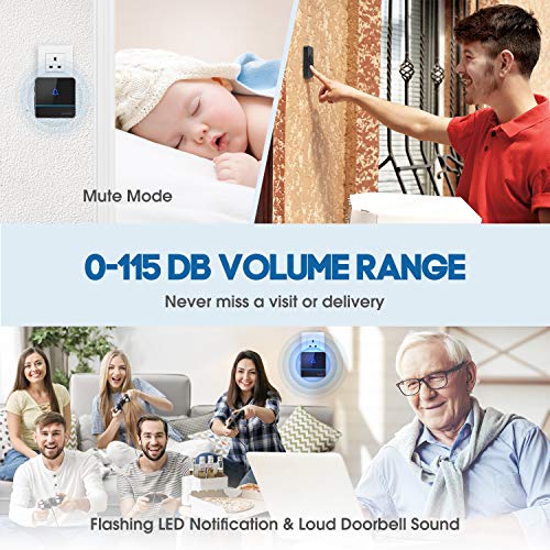 image for Wireless Door Bell, X-Sense Waterproof Doorbell Kit Operating at Over 