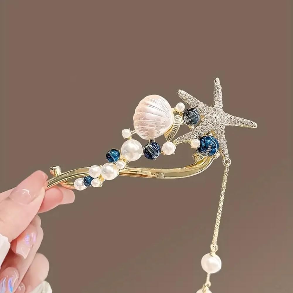 1PCS New Rhinestone One Word Hair Clips French Banana Clip Simple Retro Style Flower Hair Clip Non Slip Elegant Hair Claw French Style Twist Hair Barrette (STYLE 1)