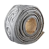 3D Wall Tiles Foam Skirting Board Peel and for Stick Trim for DIY Home Decor, Moisture Proof Edging Self for Adhesive Border, Cut to Size Molding for Living Room Wall Decoration, White(Silver&Gray)