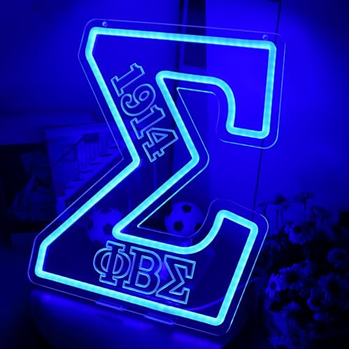 Image of ΦBΣ Fraternity Neon Signs Dimmable 1914 Sigma Greek LED Neon Lights for Wall Decor, Sigma Fraternity Neon Lights with USB Power Paraphernalia LED Signs for Birthday Party Decor