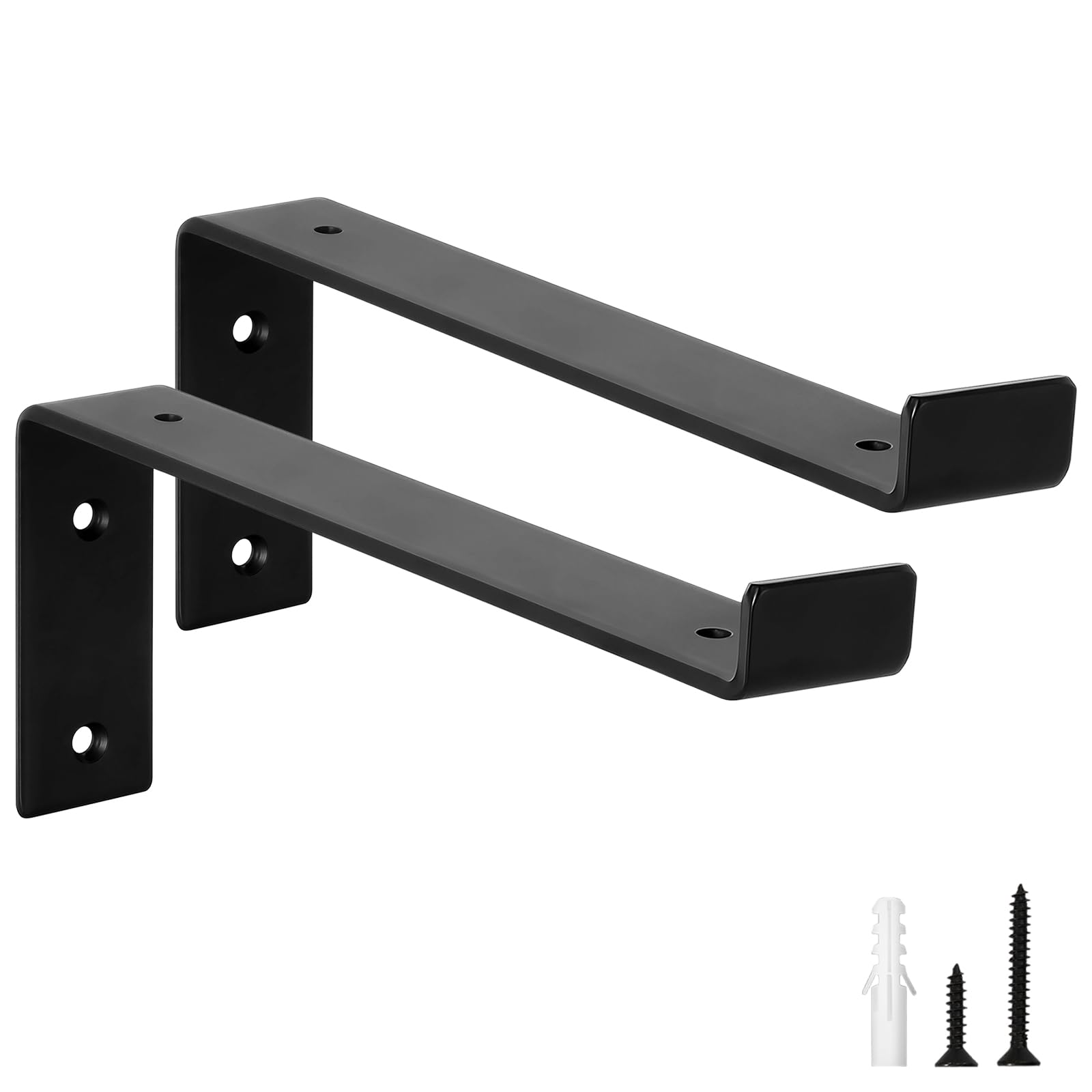 scicent 2 Pack Shelf Brackets Heavy Duty with Lips, 50KG Capacity, 5mm Thick Wall Brackets for Shelves (Black 12 Inch) — image 1