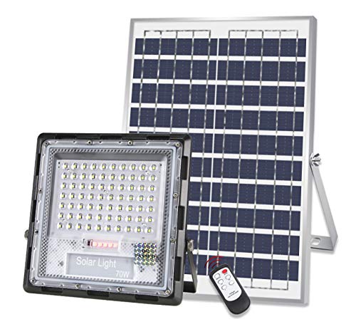 Get Special Price ETENDA Lighting Solar Wall Pack LED Light Outdoor 70W Commercial Grade Outside Security Warehouse Parking Lot Lighting, with Remote Control, Waterproof Solar Motion Path Light