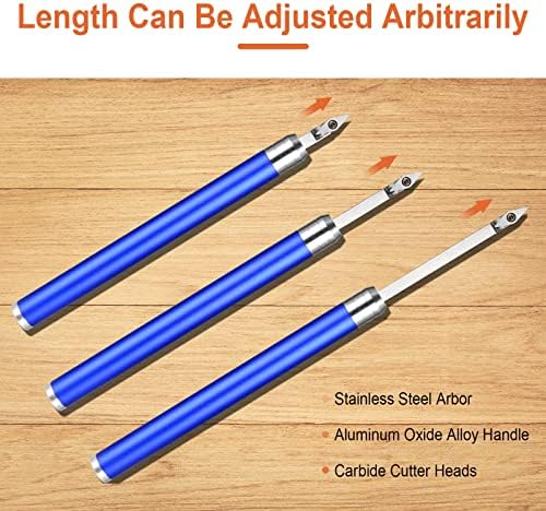 8 in 1 Carbide Turning Tools BITOWAT Wood Lathe Accessories Tipped Woodturning Set with 4 Replaceable Cutter Heads, Aluminum Case, Rougher, Finisher, Swan Neck Hollowing Tools