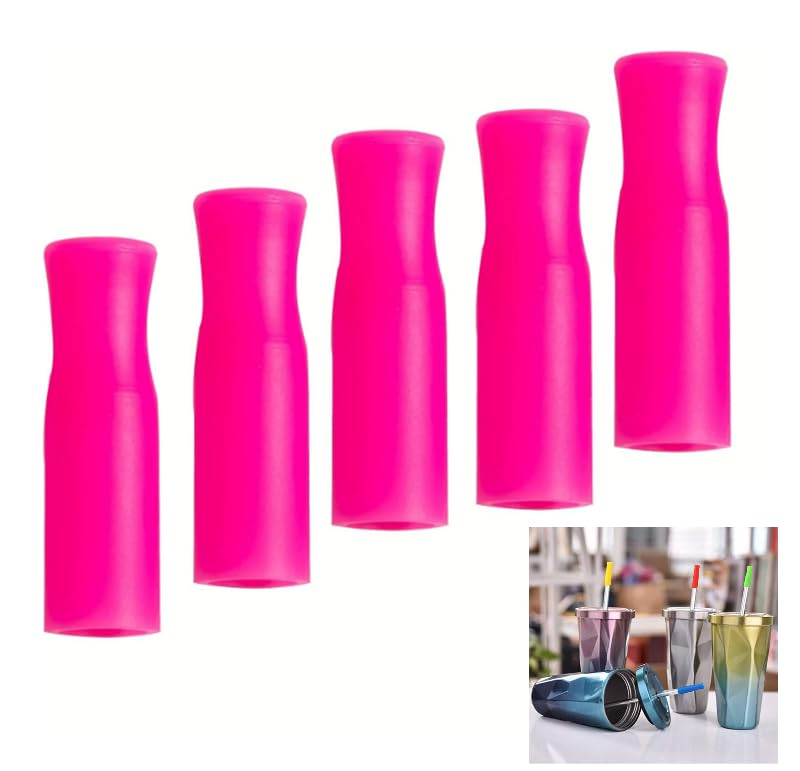 5 puntas reutilizables para pitillos de silicón rosa miniatura 1